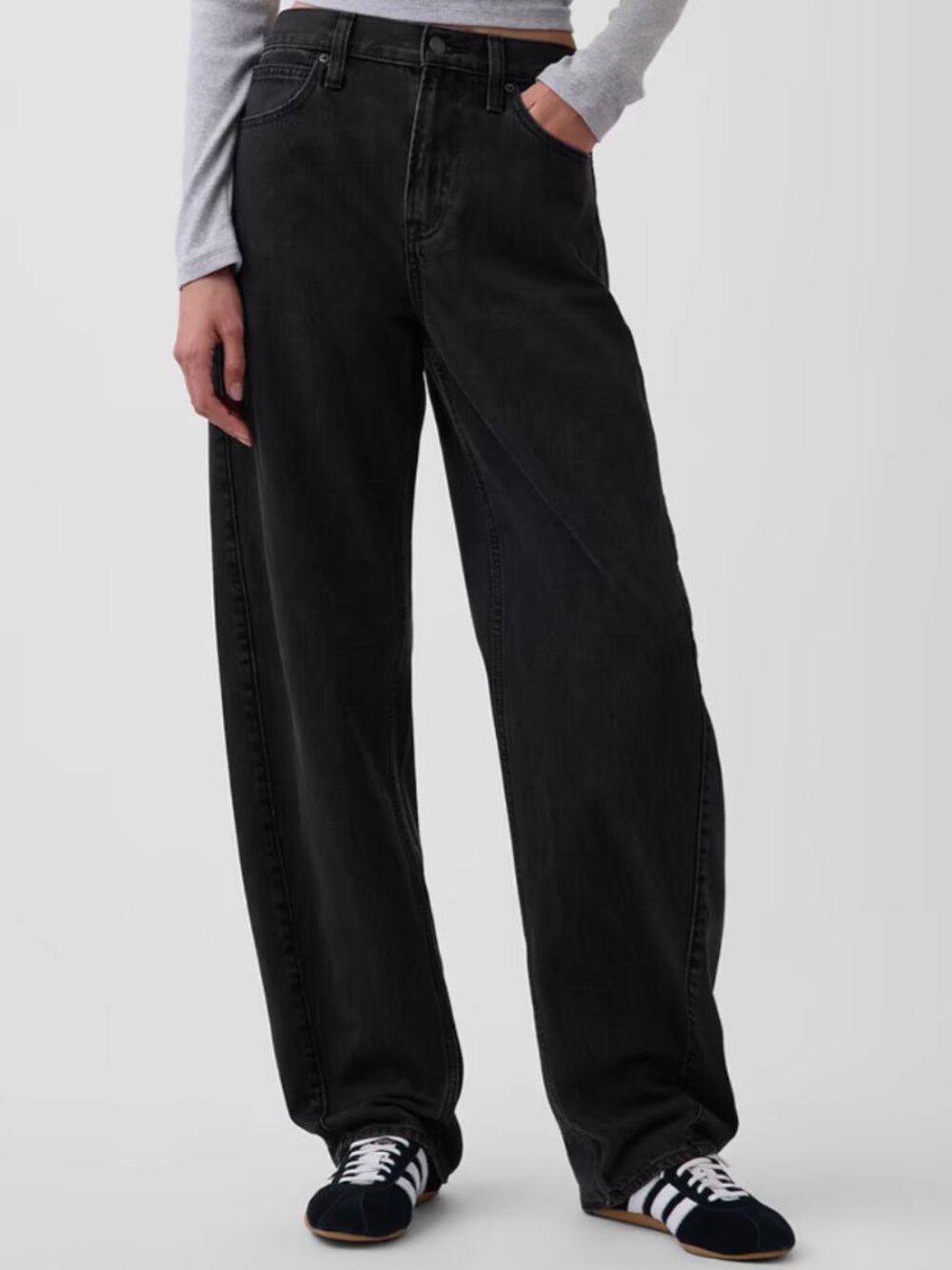 Gap High Rise Barrel Jeans - Black